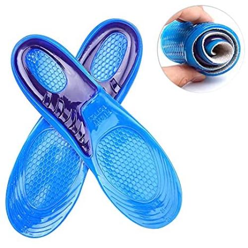 MQUPIN Plantar Fasciitis Gel Insoles for Women / Men, Arch Support & Pain Relief & Flat Feet Correction Shoe Pads for Sneakers, Heels, Work Boots, 6 - 10 Size (2 Pairs)