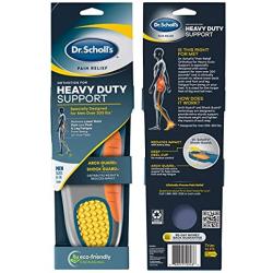 Dr. Scholls Heavy Duty Support Pain Relief Orthotics, Designed for Men over 200lbs with Technology to Distribute Weight and Absorb Shock with Every Step (for Mens 8-14)