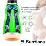 Male Masturbator Cup, Electric Automatic Clamping+Vibrating with Various Girls Moans Stroker Masturbation Cup Rechargeable 3D Realistic Vagina Massage Vibrator Sex Toys for Men Blowjob(Green)