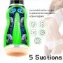 Male Masturbator Cup, Electric Automatic Clamping+Vibrating with Various Girls Moans Stroker Masturbation Cup Rechargeable 3D Realistic Vagina Massage Vibrator Sex Toys for Men Blowjob(Green)