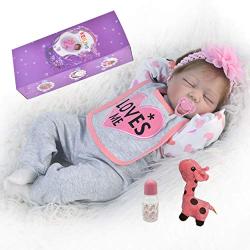 KEIUMI Reborn Baby Dolls Sleeping Girls Lifelike Soft Silicone Babys 22" Handmade Baby Doll Realistic Reborn Babies Cute Doll Gift Set for Ages 3+