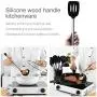 9Pcs Stainless Steel Kitchen Utensils Set Tube Handle Silicone Pot Shovel Food Clip Kitchenware Accessories Cooking Utensil Set,Black
