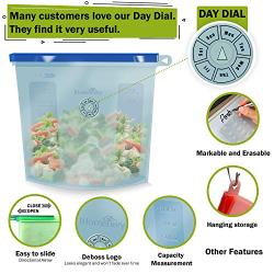 Silicone Bags Reusable Storage by HOMENERY - Reusable Silicone Food Bag with Day Dial Reminder (Set 5) | Dishwasher Safe | 100% Leakproof | Microwave & Sous Vide Cooking | Reusable Freezer Bags