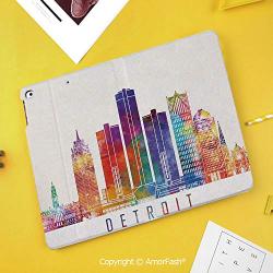 Case for?Samsung?Galaxy Tab?S4?10.5 T830 T835 T837 Kids Safe Shockproof,Detroit Decor,Colored Abstract Skyscrapers Modern Architecture Watercolor Landmarks Decorative,Multicolor