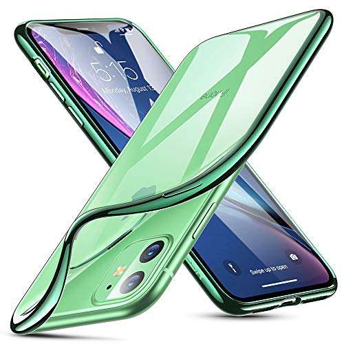 ESR Essential Zero for iPhone 11 Case, Slim Clear Soft TPU, Flexible Silicone Cover for iPhone 11 6.1-Inch (2019), Dark Green Frame