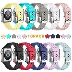 Laffav Woven Silicone Bands Compatible with Apple Watch 44mm 42mm 40mm 38mm, Sport Replacement Wristband with Stainless Steel Buckle for iWatch Series 4/3/2/1, Women Men Kid, S/M M/L