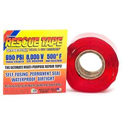 Rescue Tape | Self-Fusing Silicone Tape | Emergency Pipe & Plumbing Repair | DIY Repairs | Seal Radiator Hose Leaks | Wrap Electrical Wires | Used by US Military | 1” X 12’ | Silicone Rubber | Red