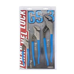 Channellock GS-3 3 Piece Straight Jaw Tongue and Groove Pliers Set - 12-Inch, 9.5-Inch, 6.5-Inch |  Groove Joint Pliers | Laser Heat-Treated 90° Teeth| Forged from High Carbon Steel | Patented Reinforcing Edge Minimizes Stress Breakage | Made in USA