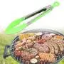 GLYNDA 2Pcs Stainless Steel Nylon Kitchen Tongs BBQ Tongs Utility Tong Cooking Heat Resistant Kitchen Accessories Green