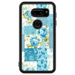 LG V30 ThinQ Case, Blue Flower Shock-Absorption TPU Rubber Bumper LG V30 ThinQ Case, Ultra Thin Slim Protective Cover for LG V30 ThinQ-Black