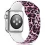 KOLEK Floral Bands Compatible with Apple Watch 42mm 44mm, Silicone Cheetah Printed Replacement Bands for iWatch Series 4 3 2 1, Pink Leopard, M, L