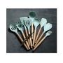 9pcs Silicone Utensils Cooking Utensil Set, Non-Stick Pan, Heat Resistant, Beech Silicone Baking Set, Hygienic, Kitchen, Cooker Cooking, Kitchenware Set.