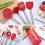 Blusea Kitchen Utensils Set 8Pcs, Silicone Non-Stick Barreled Cooking Utensils Stainless Steel Handle Silica Gel Utensil Kitchenware Set