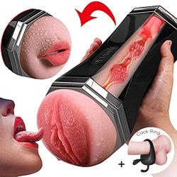 Male Mastürbator Silicone R-ealiStǐc Mouth with Tongue and Teeth Male Mastürbator Oral Sexczx Blowjob Pocket Adǔlt Toy Sexczx Products for Men,as Picture