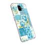 Samsung Galaxy S9 Case, Soft TPU Slim-Fit Flexible Ultra-Thin Clear Case, Full-Body Rugged Bumper Print Blue Flower Case for Samsung Galaxy S9, Transparent