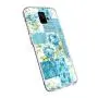 Samsung Galaxy S9 Case, Soft TPU Slim-Fit Flexible Ultra-Thin Clear Case, Full-Body Rugged Bumper Print Blue Flower Case for Samsung Galaxy S9, Transparent