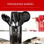 Festnight Kitchen Utensils Set 9Pcs All Over Silicone Non-Stick Barreled Cooking Utensils Set Silica Gel Utensil Kitchenware Set