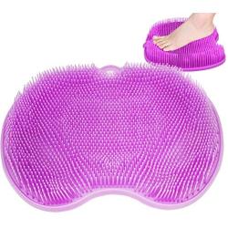 Shower Foot Scrubber Massager Cleaner,Wash Foot Bath Massage Cushion Bathroom Suction Cup Silicone Non-Slip Massage Pad- Improves Foot Circulation & Reduce Foot Pain 12*9 in (Purple)