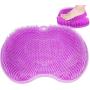 Shower Foot Scrubber Massager Cleaner,Wash Foot Bath Massage Cushion Bathroom Suction Cup Silicone Non-Slip Massage Pad- Improves Foot Circulation & Reduce Foot Pain 12*9 in (Purple)