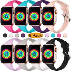 Henva Slim Band Compatible with Apple Watch 38mm 40mm 42mm 44mm, Replacement Accessories Slim Wristbands with Stainless Steel Buckle for iWatch Series 5 Series 4, Series 3, Series 2, Series 1, S/M M/L