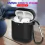 AirPods Case Cover Newest Silicone Skin Cute Full Protective Case Cover with Keychain Compatible with Apple Airpods 2 & 1 Wireless Charging Case, Airpods Accesssories (Black 2)