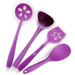 Dana Carrie Stylish silicone kitchenware white border Soup scoop colander scoop shovels shovels kit, Purple