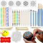 3HART 38PCS Mandala Dotting Tools for Painting Rocks, Stone Painting Mandala Dotting, Dotting Tools for Painting Mandalas, Rock Supplies Dotting with Stencils Template and Clay Sculpting Tools