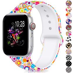 Humenn Compatible with Apple Watch Band 38mm 40mm 42mm 44mm,Soft Silicone Fadeless Pattern Printed Replacement Bands for iWatch Series 1,2,3,4