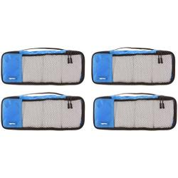 AmazonBasics 4 Piece Packing Travel Organizer Cubes Set - Slim, Blue