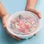 Silicone Stretch Lids,6 Pack Reusable Durable and Expandable Lids to Keep Food Fresh,Fit Various Sizes and Shapes of Containers Food Covers or Bowl Covers,6 Sizes, White