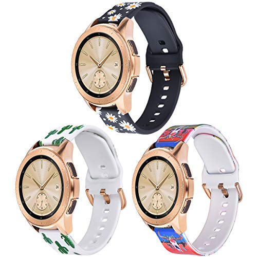 VIGOSS Compatible Galaxy Watch Active 40mm Bands/Galaxy Watch 42mm Bands, Women 20mm Sport Silicone Strap Replacement Bracelet Wristband for Samsung Galaxy Watch Active 40mm R500 Smartwatch (3 Pack#3)