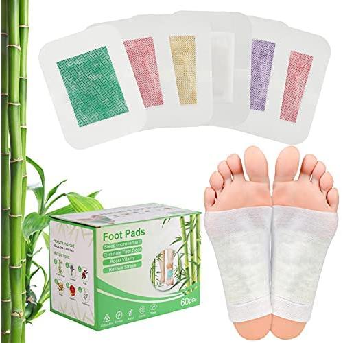 Foot Pads-Kapmore 60pcs Upgraded 2 in 1 Foot Pad Contains 6 Different Natural Plant Scents Foot Pads-Can Improve Sleep and Relieve Stress, Used to Remove Impurities and Foot Care