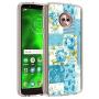 Moto G6 Case, Soft TPU Slim-Fit Flexible Ultra-Thin Clear Case, Full-Body Rugged Bumper Print Blue Flower Case for Moto G6, Transparent