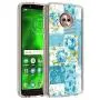 Moto G6 Case, Soft TPU Slim-Fit Flexible Ultra-Thin Clear Case, Full-Body Rugged Bumper Print Blue Flower Case for Moto G6, Transparent