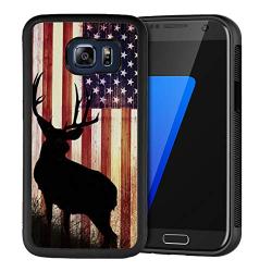 Samsung Galaxy S6 Case with American Flag Pattern Whimsical Design Bumper Black Soft TPU and PC Protection Anti-Slippery &Fingerprint Case for Samsung Galaxy S6