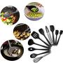 RONGYE 11Pcs Silicone Stainless Steel Kitchenware Set Cooking Utensils Non Stick Non Scratch Heat-Resistant Kitchen Utensil Set