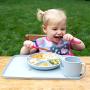 green sprouts Finger Food Platemat | Spacious eating area with raised edges contains messes | Helps develop independent eating skills, Grows with baby, Made of silicone, Dishwasher safe