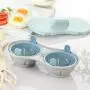 Yeefant 1Pcs Drain Bowl Double Combination Design Cooked Egg Boiler Cup Egg Skillet Kitchen Use for Microwave Oven,Away From the Fire Source,High Temperature Resistance 160°C,0.7x0.4x0.2 Ft,Blue