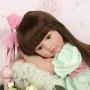 Realistic Reborn Baby Toddler Girl Doll Vinyl Green Princess Dress 24 Inches