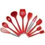 HS-ZGC Kitchenware All Inclusive Silicone Kitchen Utensils Set of 10 Non-Stick Silicone Shovel Spoon Kitchen Tools Set of 10,Red