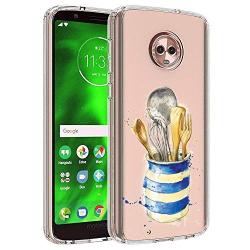 Moto G6 Case, Soft TPU Slim-Fit Flexible Ultra-Thin Clear Case, Full-Body Rugged Bumper Print Kitchenware Case for Moto G6, Transparent