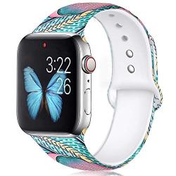 KOLEK Floral Bands Compatible with Apple Watch 38mm  40mm, Silicone Fadeless Pattern Printed Replacement Bands for iWatch Series 4 3 2 1, Flower Leopard, S M