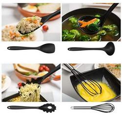 Ruior 10 Pcs/Set Silicone Heat Resistant Non-stick Kitchenware Set Cooking Utensils Utensil Sets (Black)