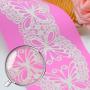 AK ART KITCHENWARE Lace Fondant Butterfly Mat Wedding Damask Silicone Cake Lace Mold Color Pink LFM-43