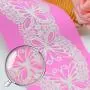 AK ART KITCHENWARE Lace Fondant Butterfly Mat Wedding Damask Silicone Cake Lace Mold Color Pink LFM-43