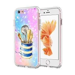 Clear Case for iPhone 6 Plus, iPhone 6S Plus, Kitchenware Pattern {Word} TPU Bumper Anti Scratch Thin Protective Cover