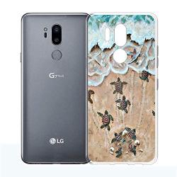 LG G7 ThinQ Case, Soft TPU Slim-Fit Flexible Ultra-Thin Clear Case, Full-Body Rugged Bumper Print Baby Turtle Case for LG G7 ThinQ, Transparent