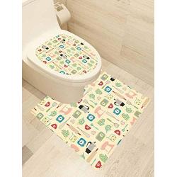 AuraiseHome Bathroom Toilet seat Sticker Decal Kitchenware Seat Sticker Decor 2-Piece Set