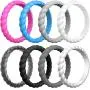 ThunderFit Womens Thin Swivel Rings, 10 Rings / 8 Rings / 4 Rings / 1 Ring - Stackable Silicone Wedding Rings - 2.5mm Wide - 2mm Thick