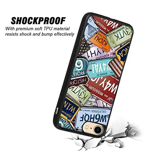 License Plate Glossy Corner Phone Case Fit Apple iPhone 7 (2016) and iPhone 8 (2017) 4.7 Version